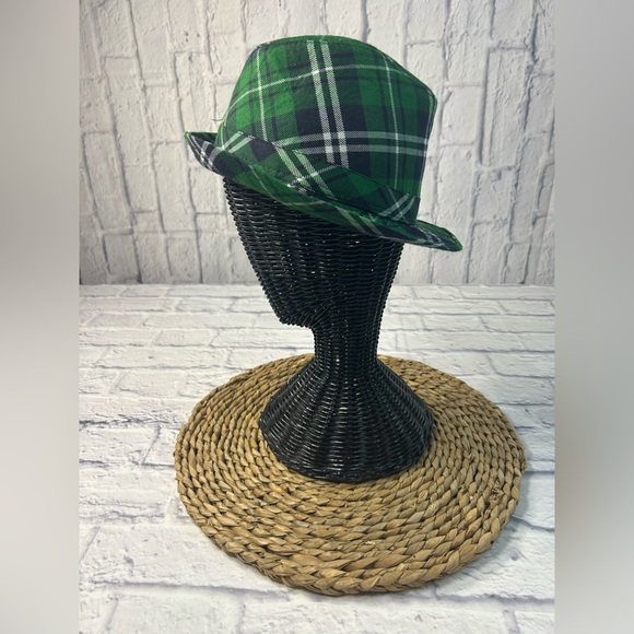 Green Plaid Fedora Hat - Picture 3 of 5